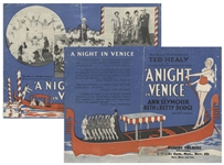 A Night in Venice Flyer From 1929 for the Shubert Theatre in Philadelphia -- Measures 10 x 7.25 Unfolded -- Some Creasing & Remnants of Sticker at Bottom, Overall Very Good